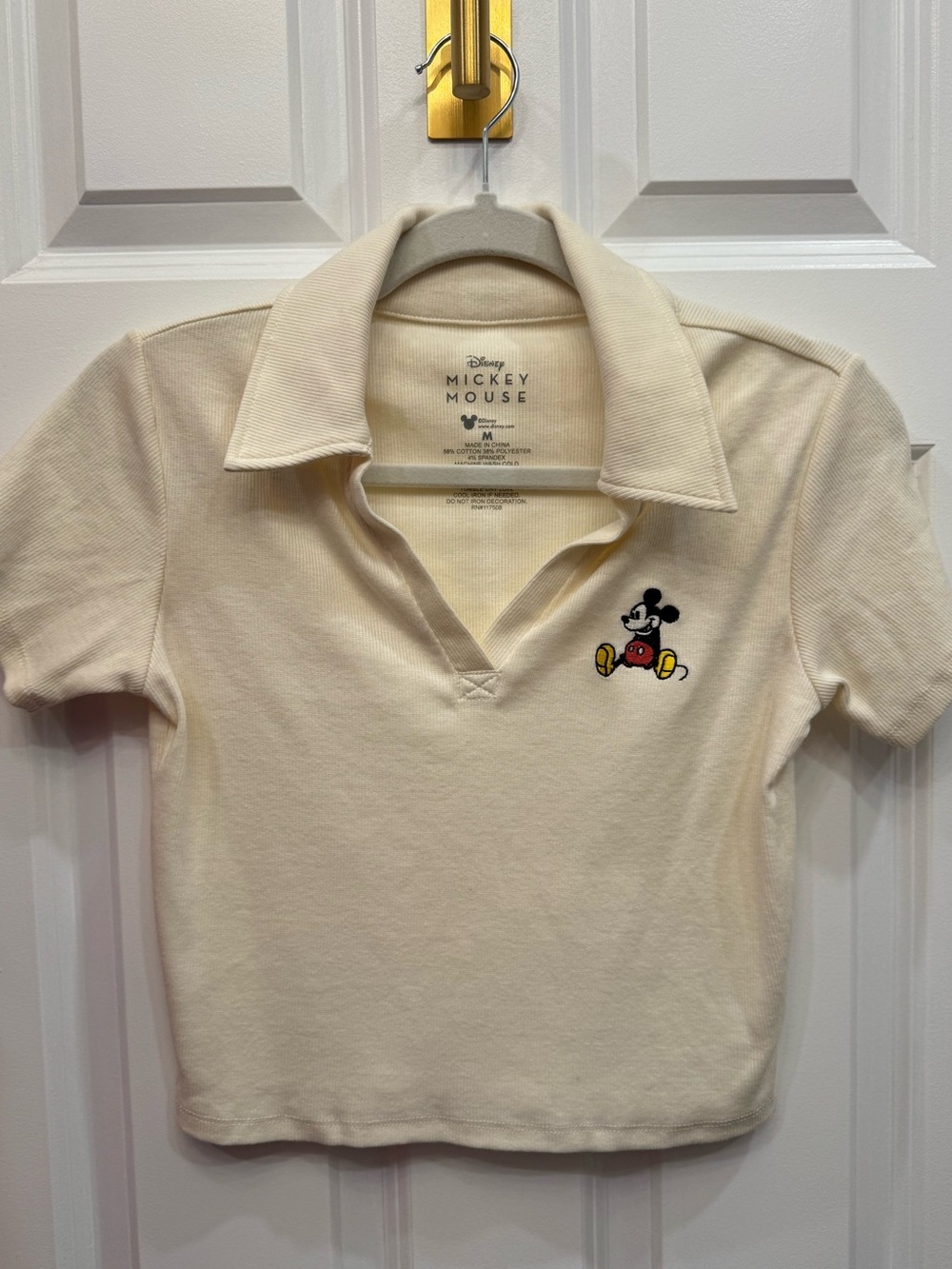 Disney Cream Polo with Embroidered Mickey Mouse